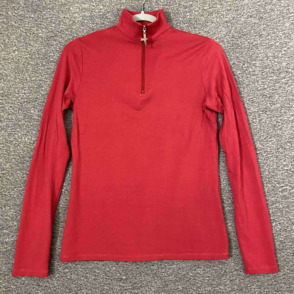 Untouched World Women's Size Medium Pink Merino Wool Long Sleeve 1/4 Zip Shirt